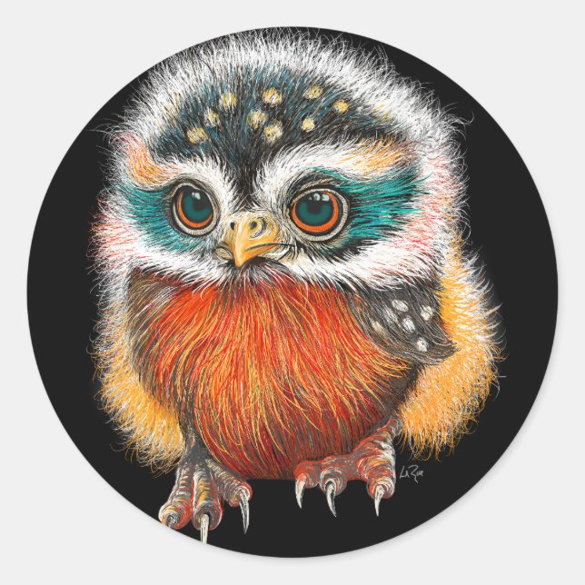 Baby Owl Art Classic Round Sticker (Front)
