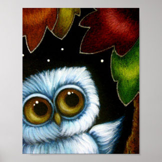 BABY OWL AUTUMN LEAVES Poster