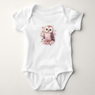 Baby Owl Baby Owlet with Flowers Bodysuit