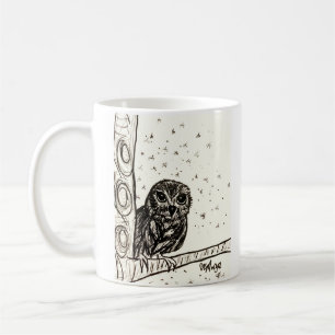 Baby Owl Basking in the Night Coffee Mug