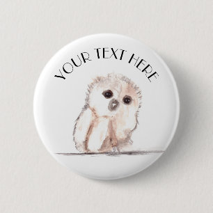 Baby owl Bird Animal Woodland Cute Kids 6 Cm Round Badge