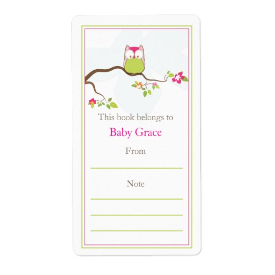 Baby Owl Bookplate Shipping Label