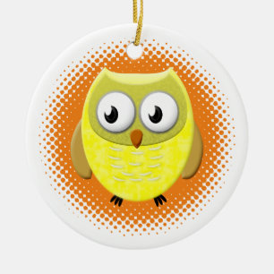 Baby Owl Cartoon Ceramic Tree Decoration