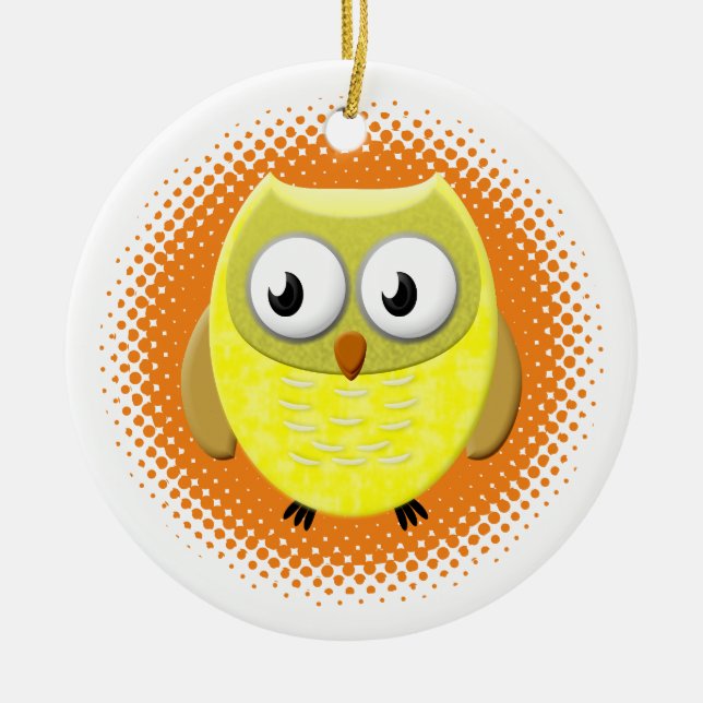 Baby Owl Cartoon Ceramic Tree Decoration (Front)