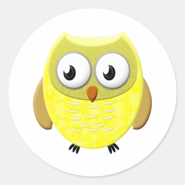 Baby Owl Cartoon Classic Round Sticker (Front)