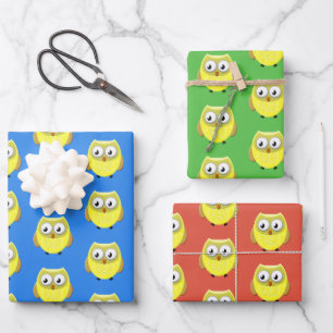 Baby Owl Cartoon Wrapping Paper Sheet