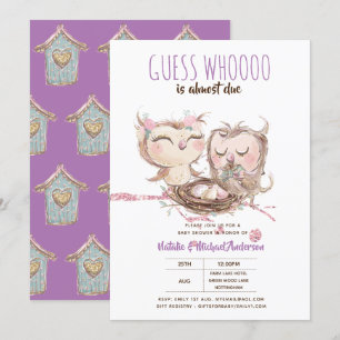 Baby OWL COUPLES Shower Guess Who Is Almost Due Invitation