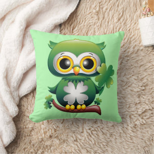 Baby Owl Cute St Patrick Cartoon Cushion