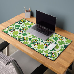 Baby Owl Cute St Patrick Cartoon Desk Mat