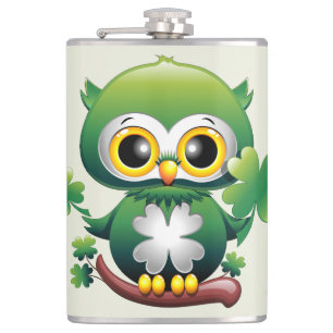 Baby Owl Cute St Patrick Cartoon Hip Flask