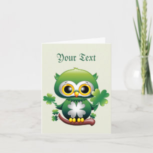 Baby Owl Cute St Patrick Cartoon Invitation