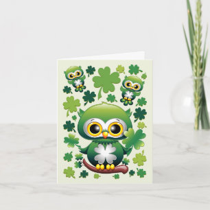 Baby Owl Cute St Patrick Cartoon Invitation