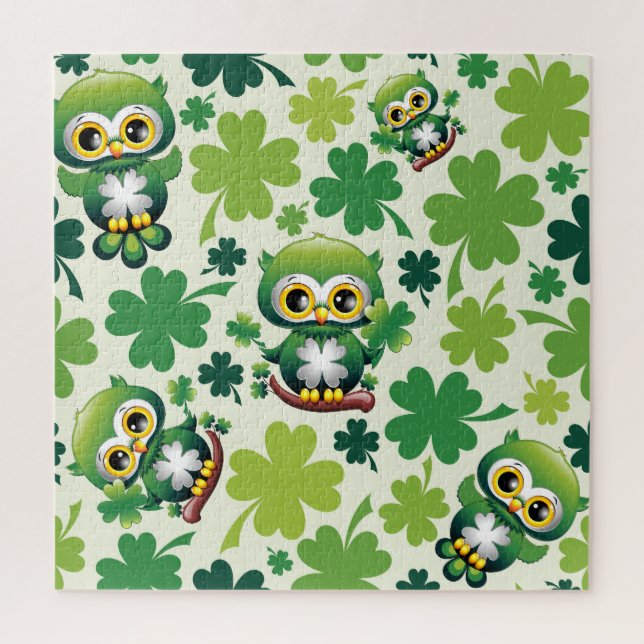 Baby Owl Cute St Patrick Cartoon Jigsaw Puzzle (Vertical)