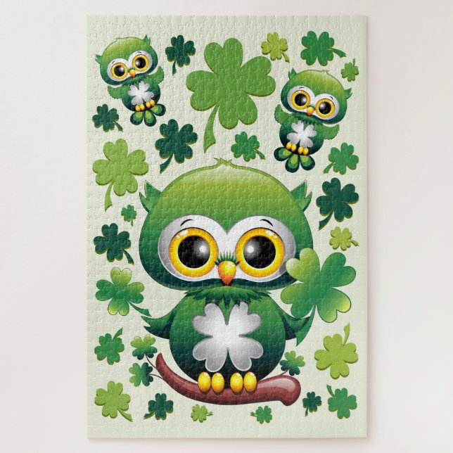 Baby Owl Cute St Patrick Cartoon Jigsaw Puzzle (Vertical)