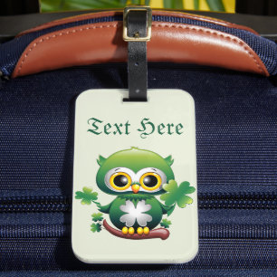 Baby Owl Cute St Patrick Cartoon Luggage Tag