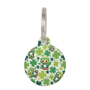 Baby Owl Cute St Patrick Cartoon Pet Tag