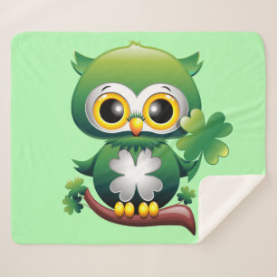 Baby Owl Cute St Patrick Cartoon Sherpa Blanket