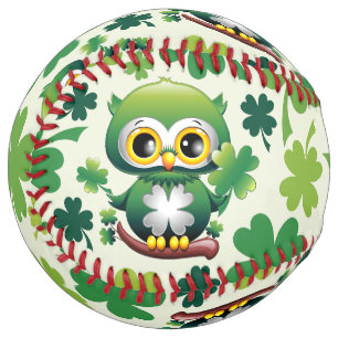 Baby Owl Cute St Patrick Cartoon Softball