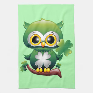Baby Owl Cute St Patrick Cartoon Tea Towel