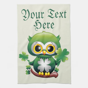 Baby Owl Cute St Patrick Cartoon Tea Towel