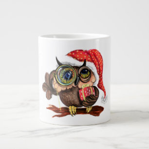 Baby Owl In Christmas Hat and Gift Mug