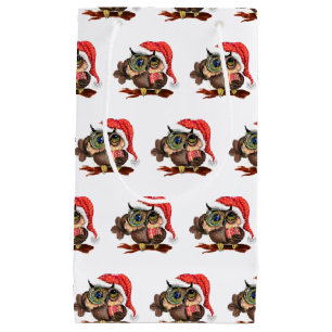 Baby Owl In Christmas Hat Gift Bag