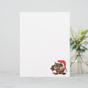 Baby Owl In Christmas Hat Letterhead