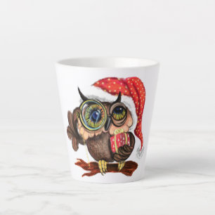 Baby Owl In Hat and Gift Christmas Mug