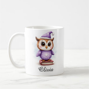 Baby Owl in Pajamas Custom Name Mug