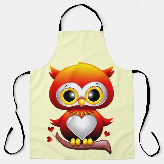 Baby Owl Love Heart Cartoon  Apron (Front)