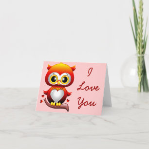 Baby Owl Love Heart Cartoon Note Card