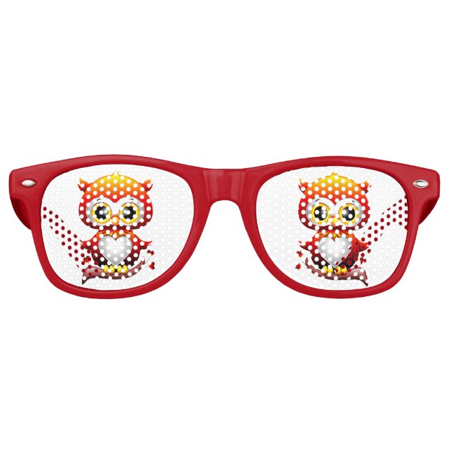 Baby Owl Love Heart Cartoon  Retro Sunglasses (Front)