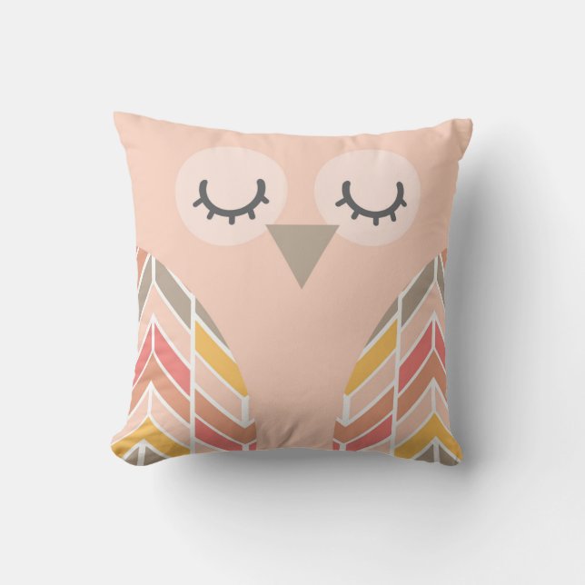 Baby Owl Nursery Throw Pillow (Front)
