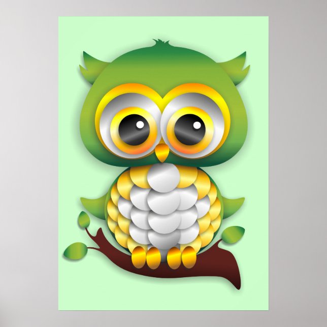 Baby Owl Paper Craft Design Poster (Front)