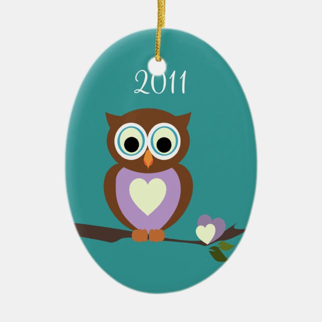 Baby Owl/ Photo Ceramic Tree Decoration (Front)
