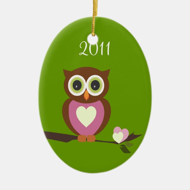 Baby Owl/ Photo Ceramic Tree Decoration (Front)