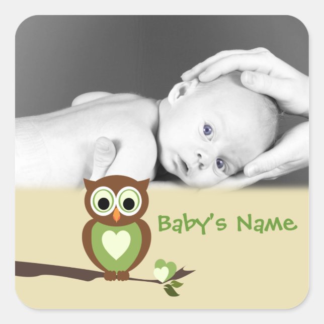 Baby Owl/ Photo Square Sticker (Front)