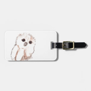 Baby owl small bird luggage tag