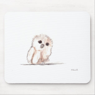 Baby owl small bird mouse mat