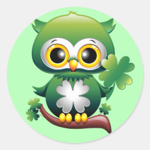 Baby Owl St Patrick Paddy Cartoon  Classic Round Sticker
