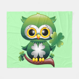 Baby Owl St Patrick Paddy Cartoon  Fleece Blanket
