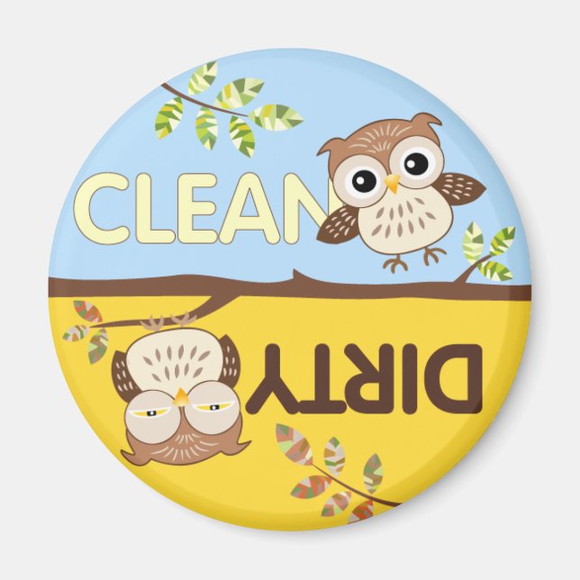Baby Owls Clean Dirty Dishwasher Magnet (Front)