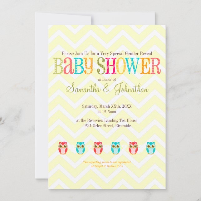 Baby Owls - Gender Reveal Baby Shower Invitation (Front)