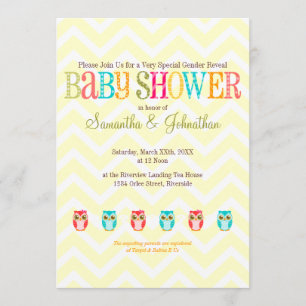 Baby Owls - Gender Reveal Baby Shower Invitation