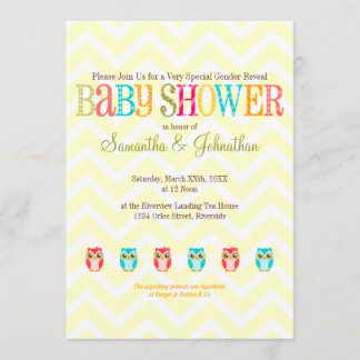 Baby Owls - Gender Reveal Baby Shower Invitation