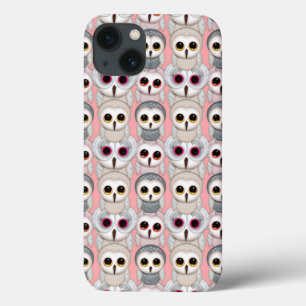 Baby Owls On Pale Pink Background Pattern iPhone 13 Case