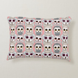 Baby Owls On Pale Pink Background Pattern Decorative Cushion