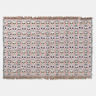 Baby Owls On Pale Pink Background Pattern Throw Blanket