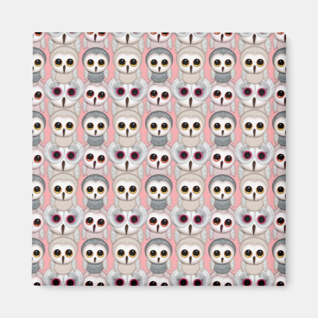 Baby Owls on Pink Pattern Magnet (Front)