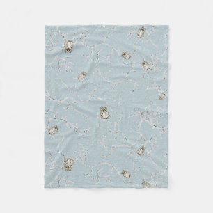 Baby Owls on Winter Snowy Limbs Fleece Blanket